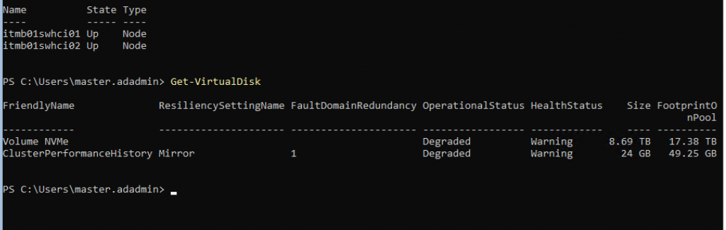 Azure Stack HCI: restore storage pool after failing of node - hci step 02