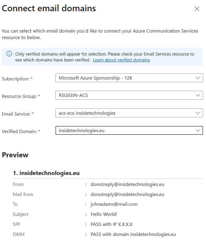 Configure Email Communication Service - acs step 12