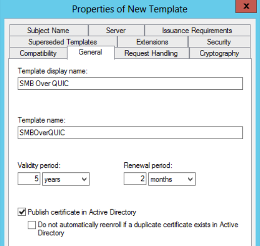 Certificate Configuration - smbquic step 02