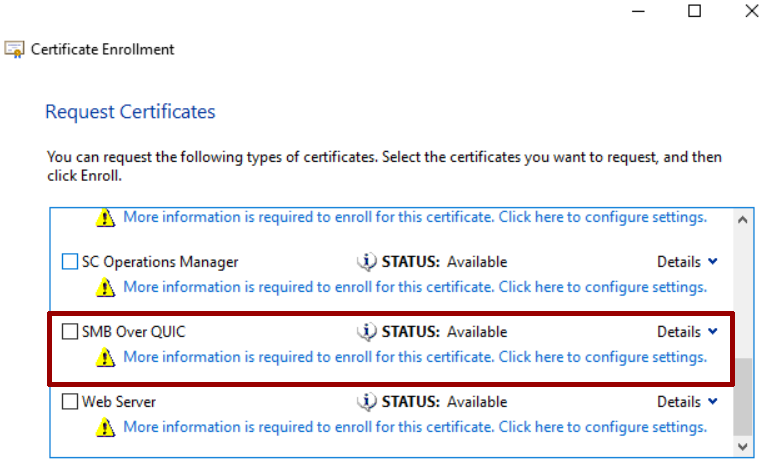 File Server Configuration - smbquic step 07