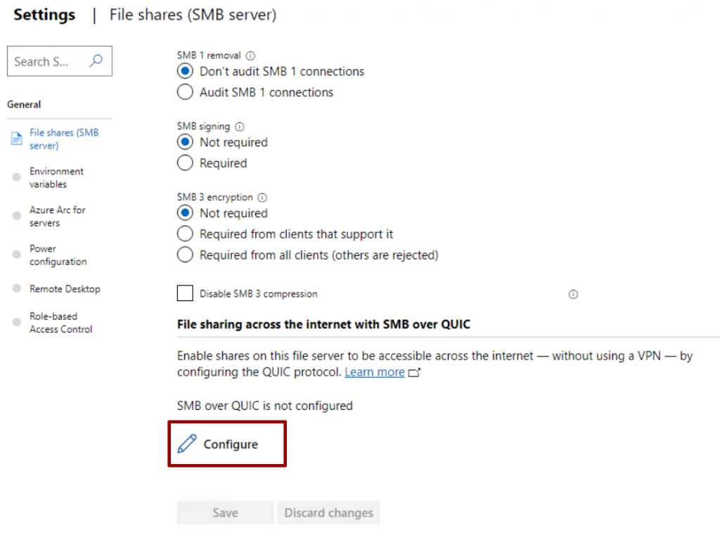 File Server Configuration - smbquic step 10