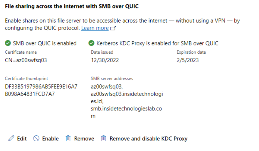 File Server Configuration - smbquic step 12
