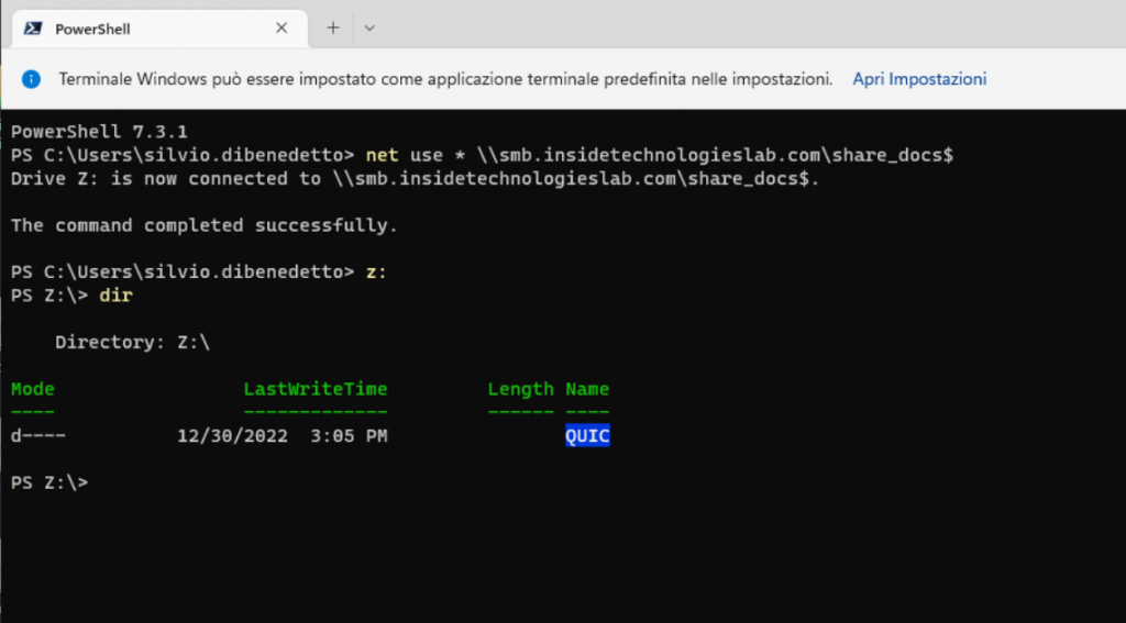 Test Client - smbquic step 13