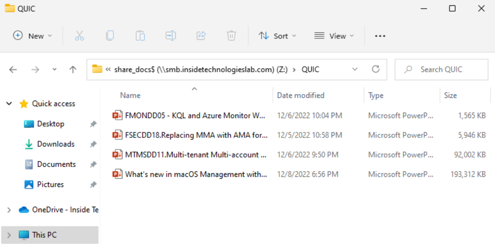 Test Client - smbquic step 14
