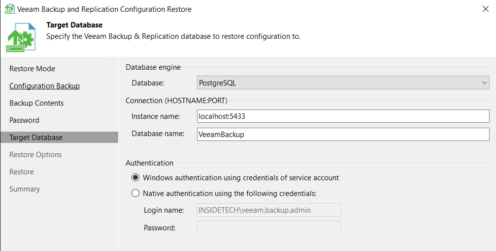 How to migrate Veeam Backup database to PostgreSQL - veeam step 06
